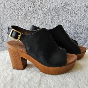 NEW White Mountain Footbeds Women Alfie Platform Heels Sandals Clog Sz 9.5 Black